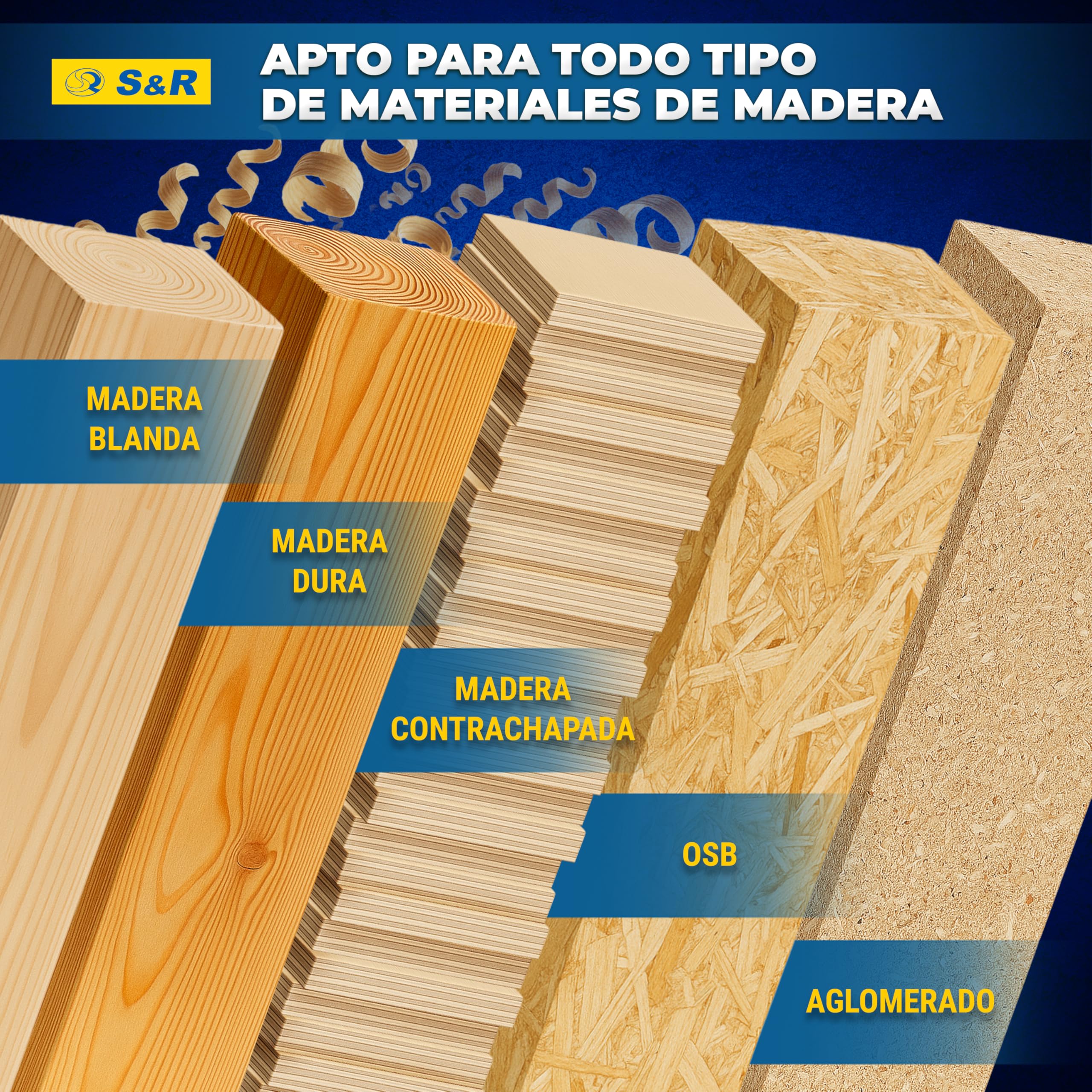S&R Brocas para Madera Professionales 25 piezas 1-13 mm en acero HSS | 4241titanio - Brocas para taladro manual y de columna
