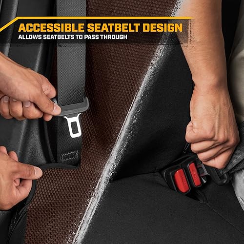 Miniatura 30 de CAT Flexfit Funda de asiento trasero negra para automóvil, SUV y camión - Material de lona duradero Fundas de asiento trasero de coche 60/40 Negro