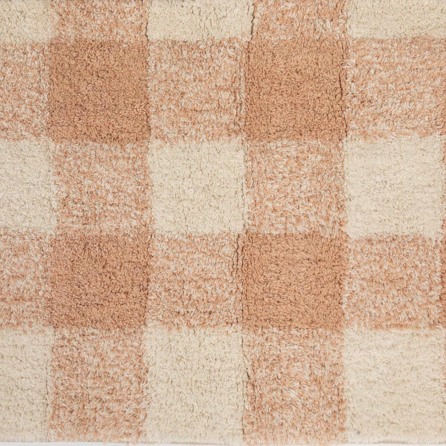 Creative Co-Op Cotton Tufted Rug with Plaid Pattern in Blush, Cream