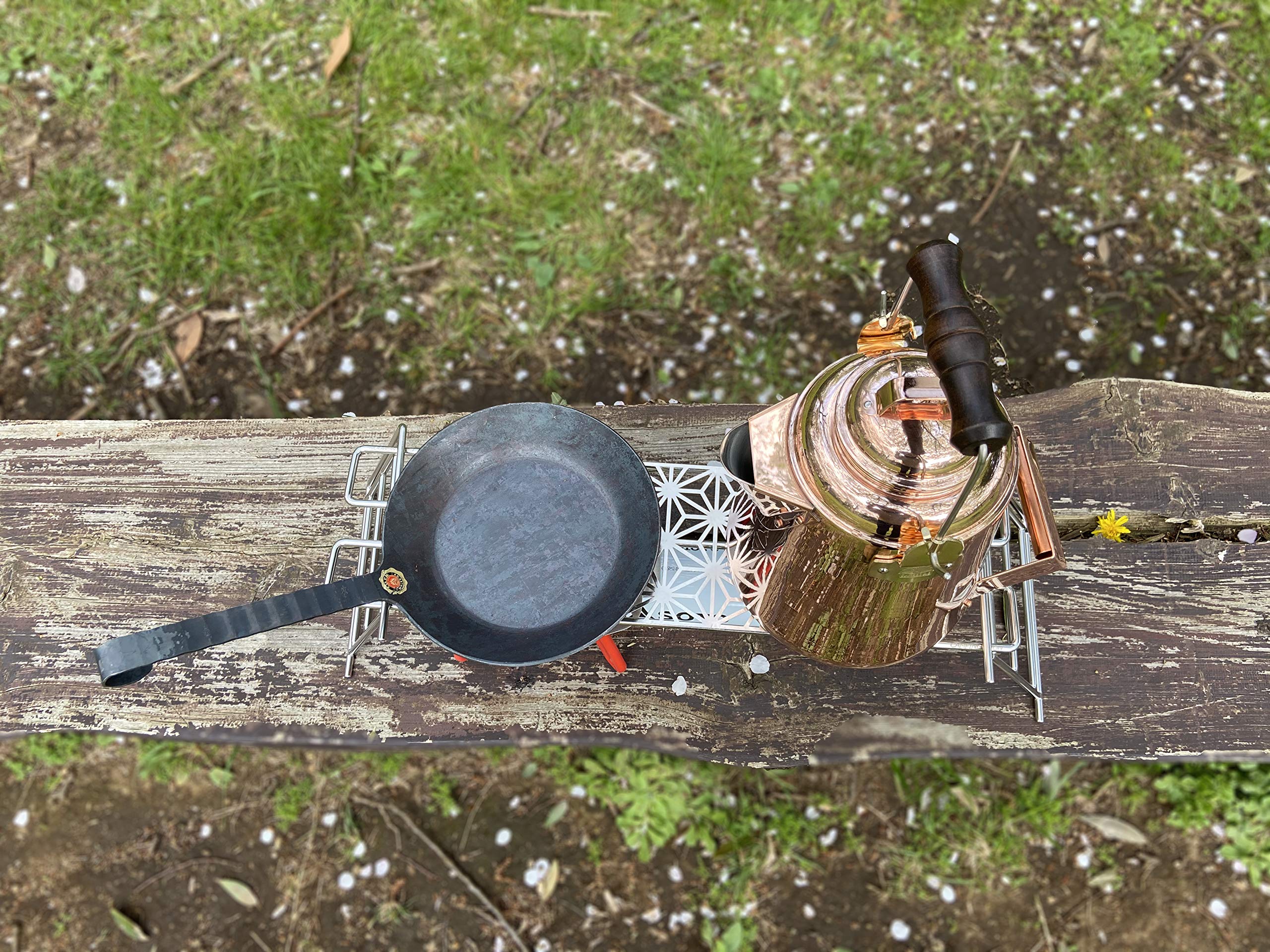 camping moon Parrilla para fogatas Takibi de acero inoxidable 304, 50 x 13 cm, con patas cortas extraíbles y bolsa de transporte MTG-TSC