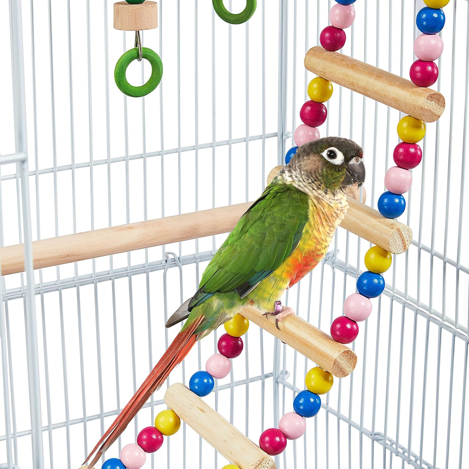 Topeakmart 62.4inch Height Metal Roof Top Bird Cage Parrot Cage Parakeet Cage with Rolling Stand for Small Birds, White