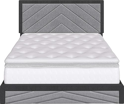 Miniatura 39 de Boyd Sleep Beaumont - Cama de plataforma tapizada con cabecero, base de colchón con 14 soportes de listones de madera, no requiere somier, piel