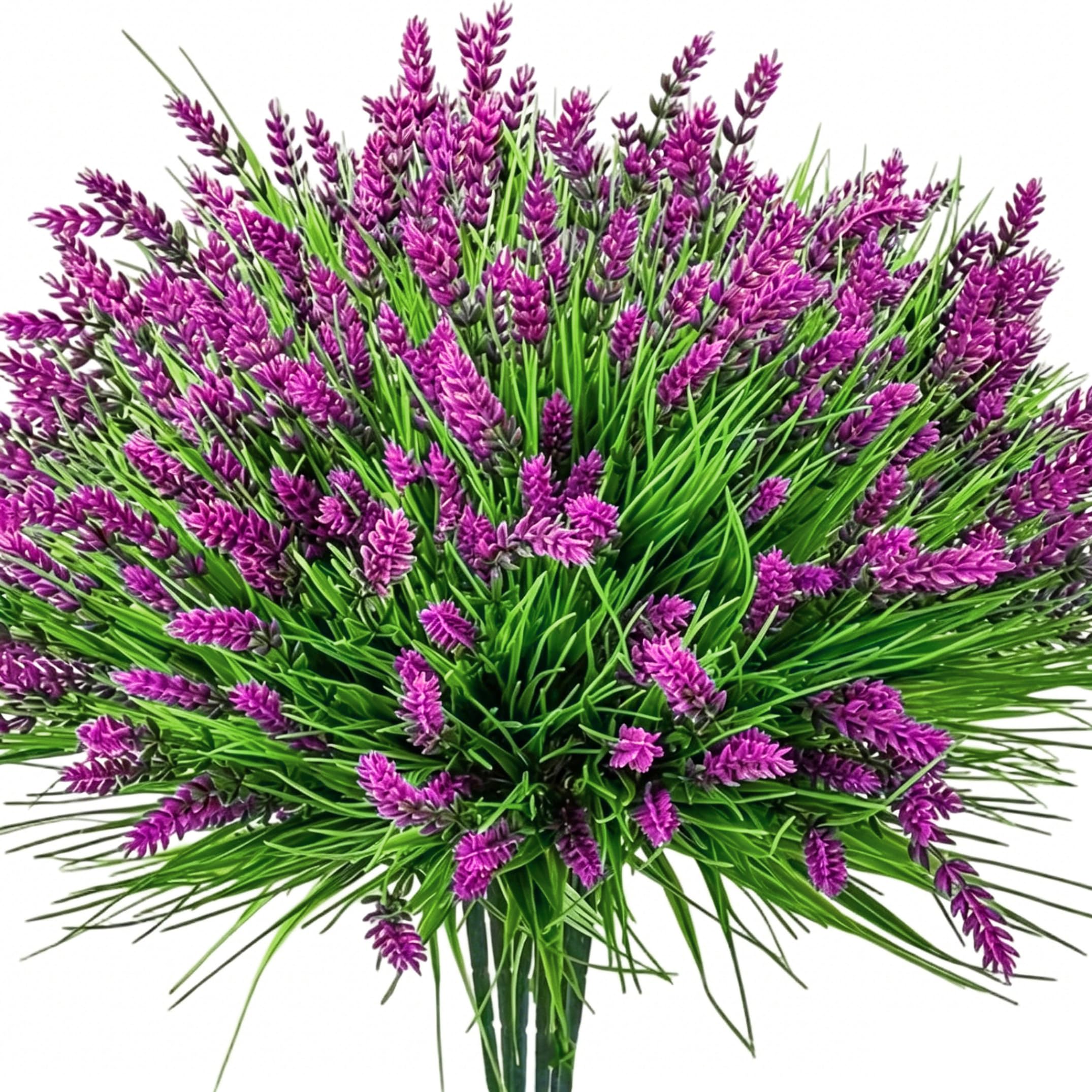 Bonalake 22PCS Artificial Lavender, 14 Inch Purple Artificial Flowers with Adjustable Stems Lifelike Faux Lavender for Indoor Outdoor, Light Purple Faux for Outdoors