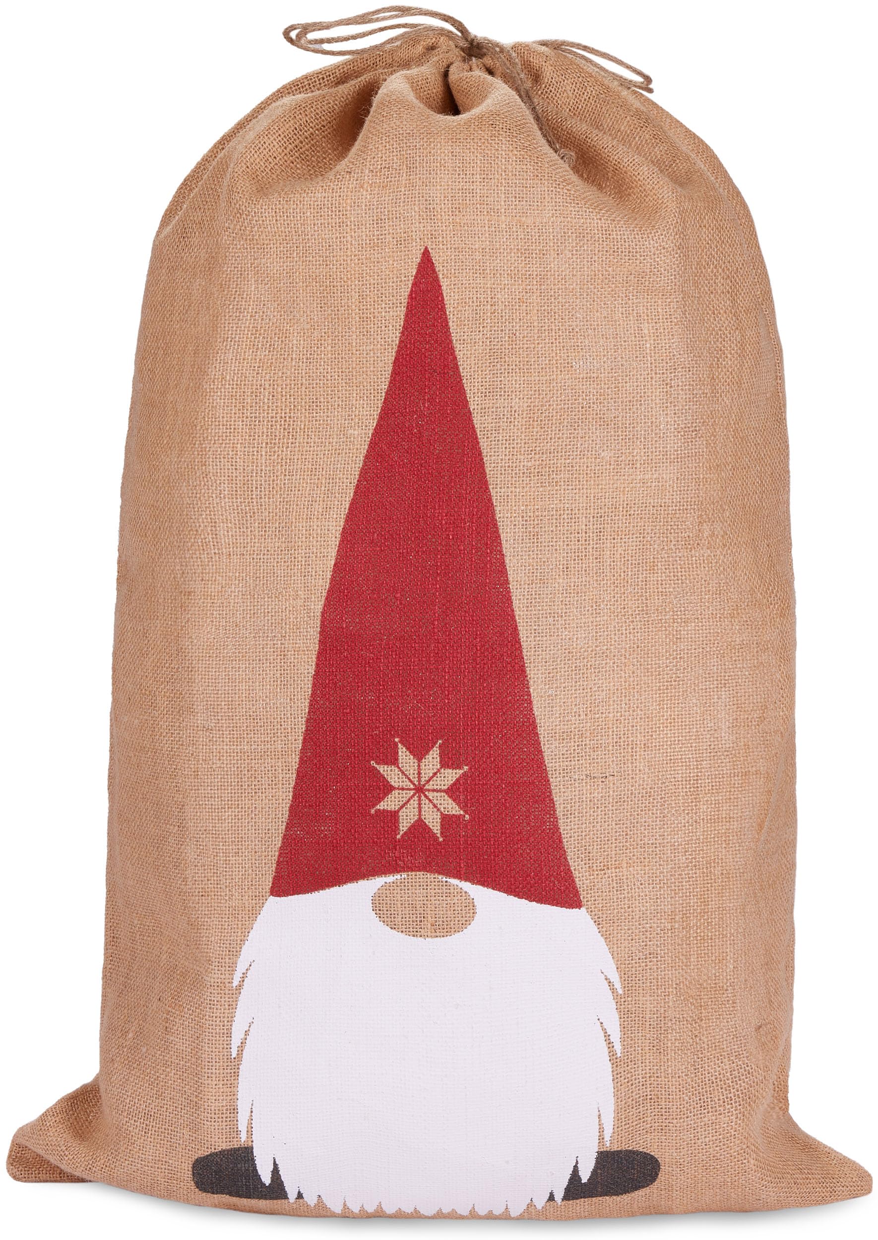 Weihnachtsbeutel Aus Jute Mit Zugband – 12 Stück Mit Gnomen-Motiv Zum Befüllen