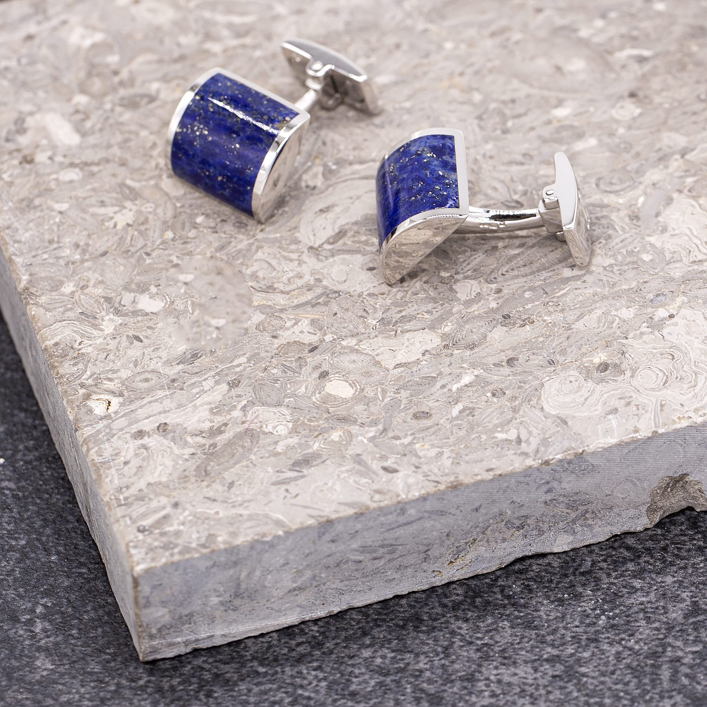 Boutons de Manchette Carrés en Lapis Lazuli et Argent Sterling pour Homme
