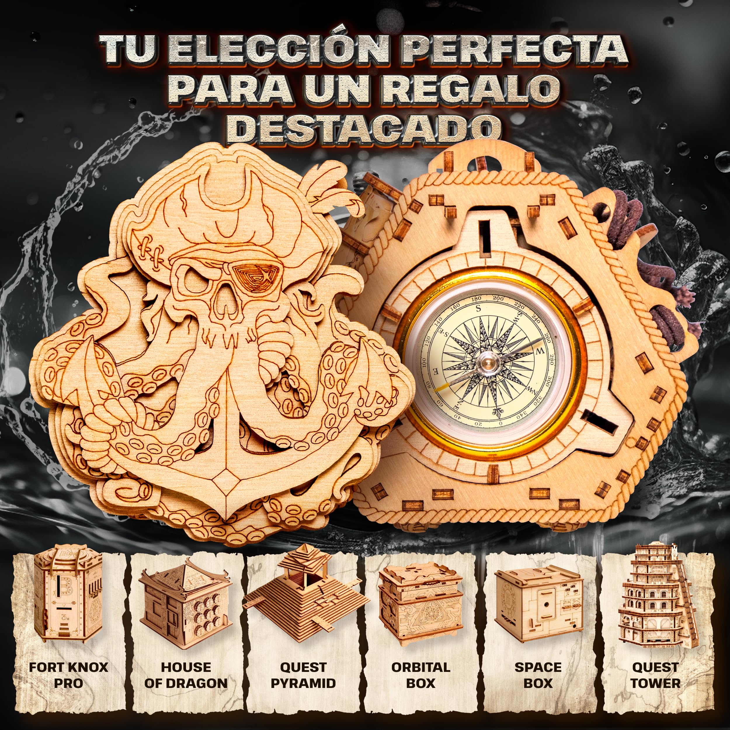 ESC WELT La Caja de Rompecabezas Blackbeard's Compass - Escape Room en una Caja - Acertijo - Juego de Adivinanzas - Rompecabezas para Niños