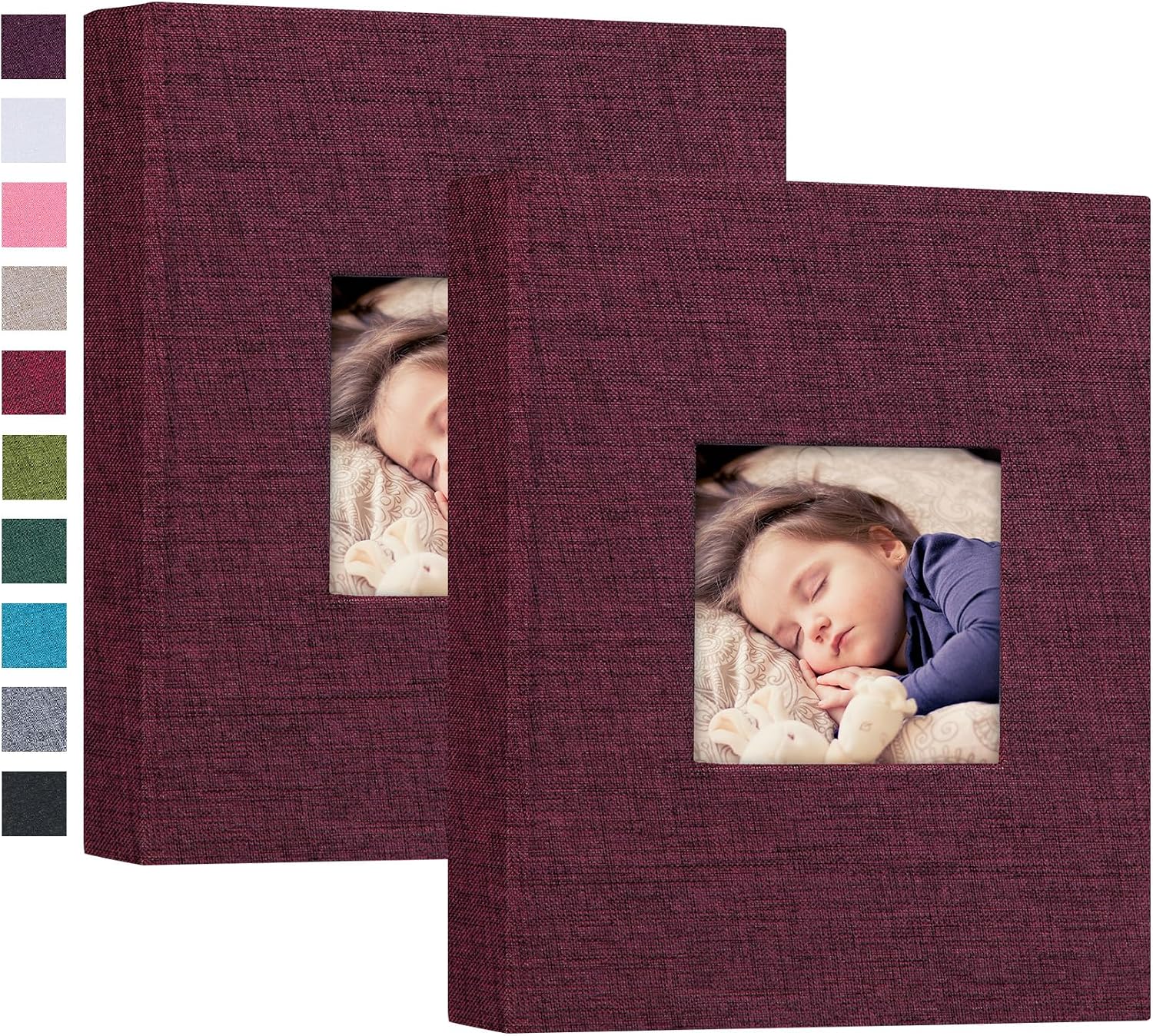Mublalbum 2 Pack Small Photo Album 8x10, 52 Pockets, Linen Cover,Gray