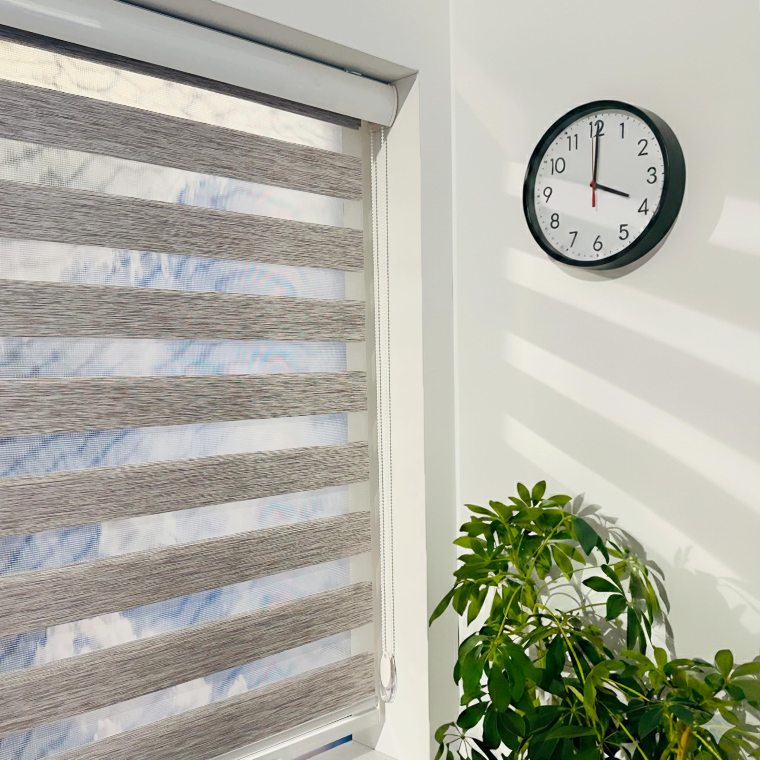 ShadesU Zebra Blinds for Indoor Window Roller, Zebra Shades for Windows Privacy Light Filtering Shades (Maxium Height 72inch) (Grey Color)(Width 92