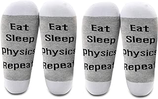 Physics Fans Socks Sports Lovers Gift Eat Sleep Physics Repeat Cotton Socks for Physics Lovers