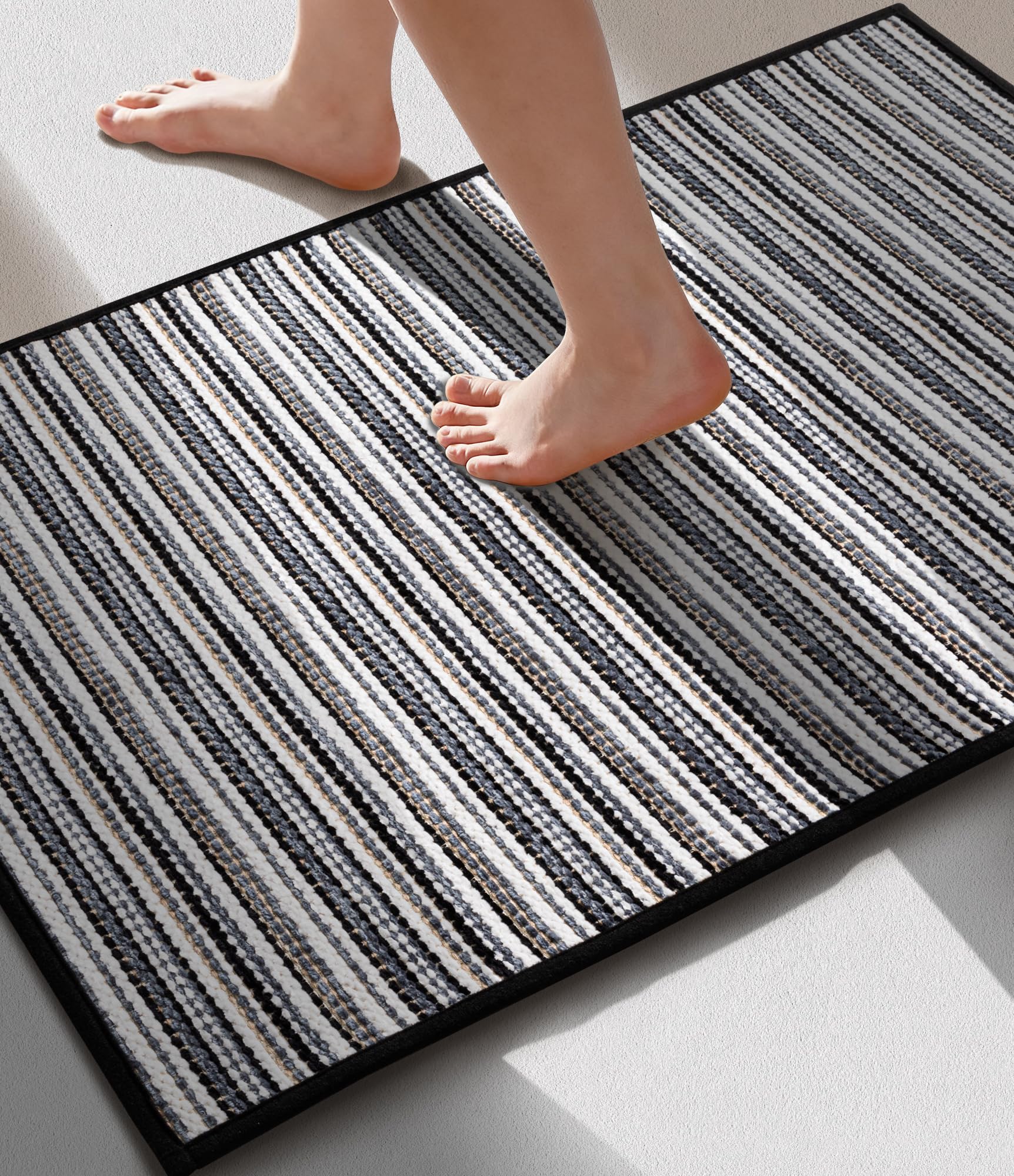 YIHOUSE Non Slip Bath Mats for Bathroom 17x24 Absorbent Bathroom Rugs Mat Quick Dry Woven Sink Laundry Kitchen