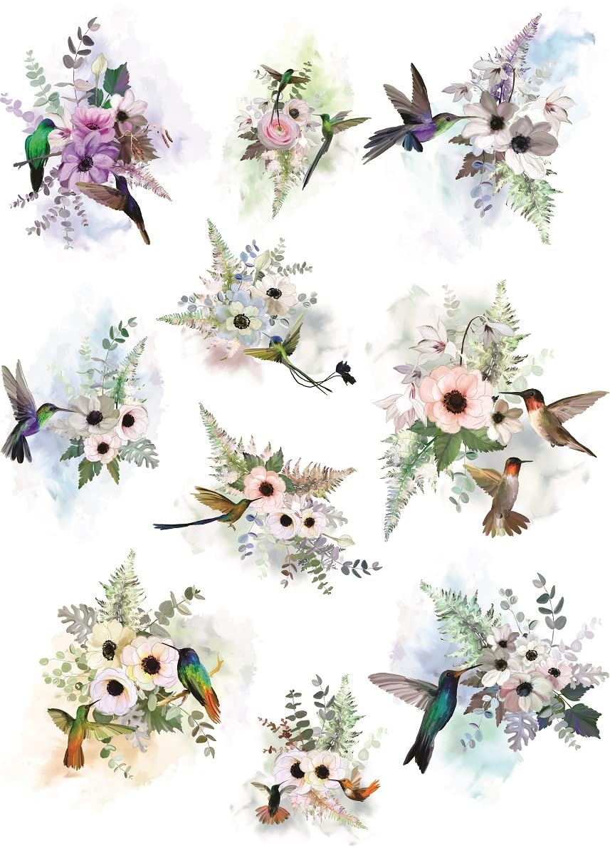 Hummingbird Rice Paper, 11.5 x 16 inch (1pc) - Mulberry Paper for Decoupage Furniture Print Crafts by Craft Kreatively