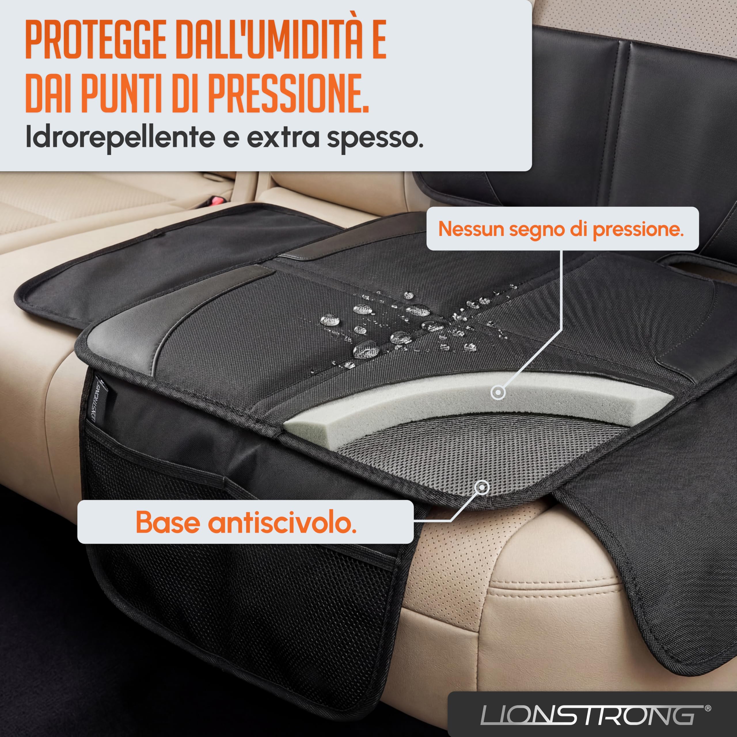 LIONSTRONG - coprisedile auto per seggiolino bimbo - protettore di sedili auto - compatibile ISOFIX (1 PCS piccolo