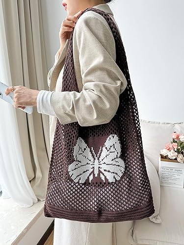 Miniatura 8 de ENBEI Bolsas bohemias, bolsa de punto de hombro, bolsa de mano Y2K estética, bolso de ganchillo lindo para mujeres, regalos hippie