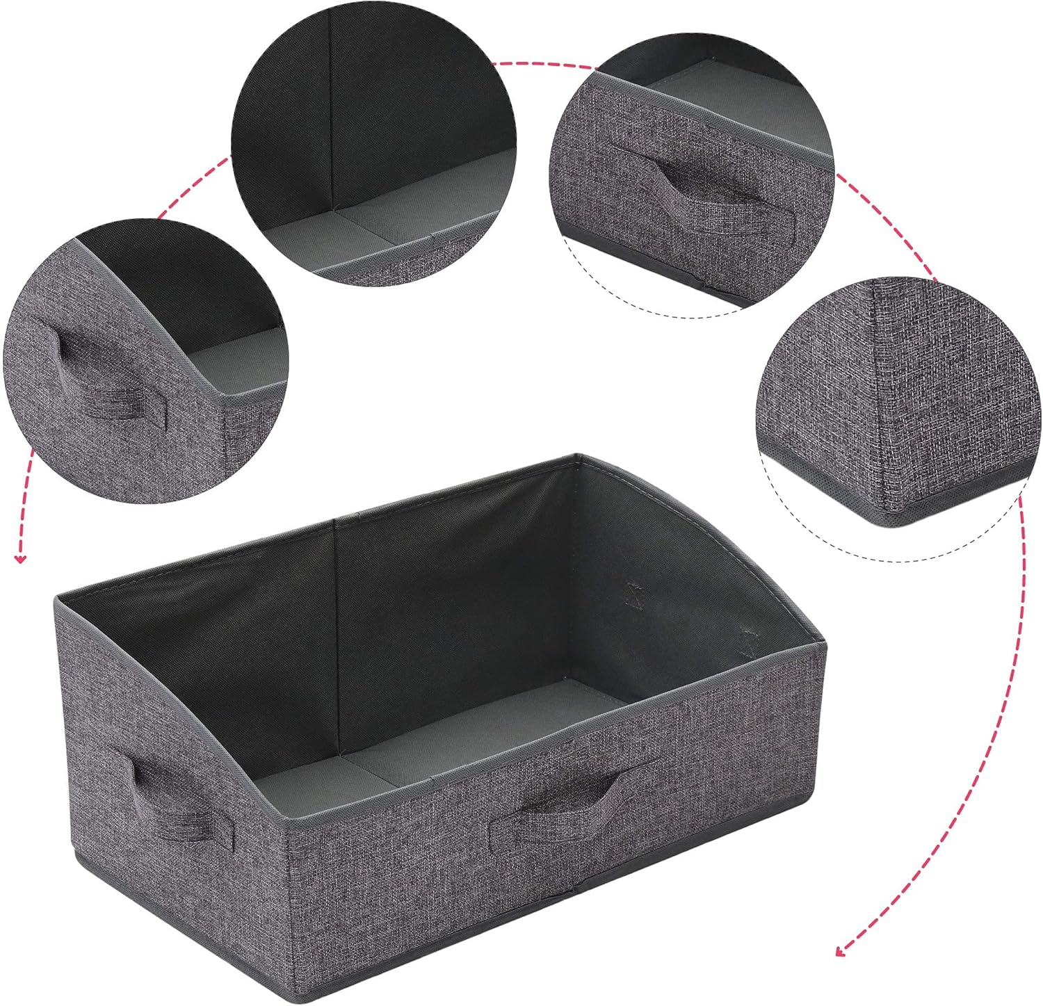 6 Pack Trapezoid Large Foldable Closet Storage Bins with Handle, Fabric Storage Organizer Cube Colth Containers Linen Box Shelf Baskets for Clothes Clothing Shelves Wardrobe