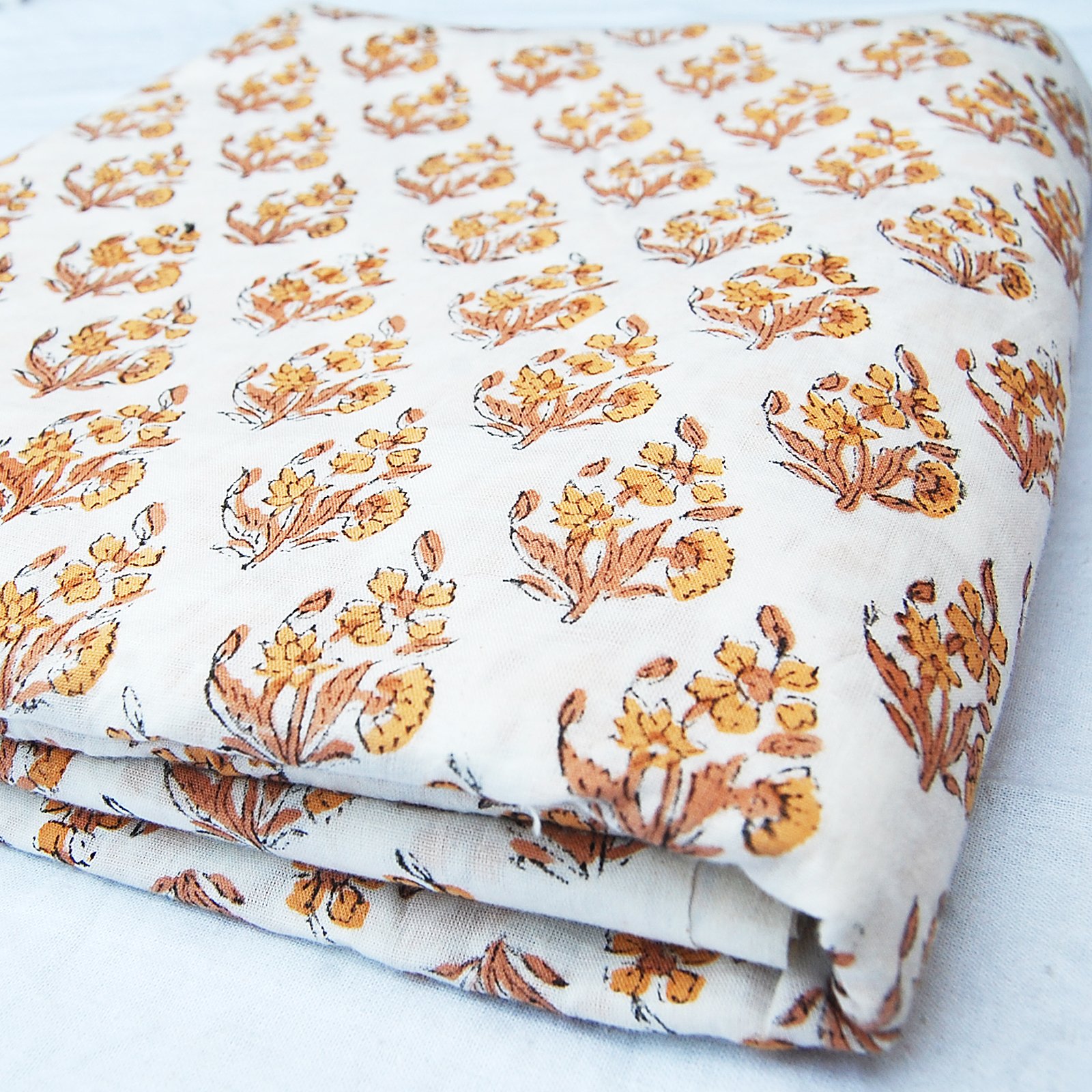 traditional Jaipur Printed Soft Cotton Fabric Hand Printed Indian Fabric, Soft Cotton Fabric by The Yard Fabric, Jaipuri Cotton Kurti Print Fabric for Summer Dress (2.5 Yards)