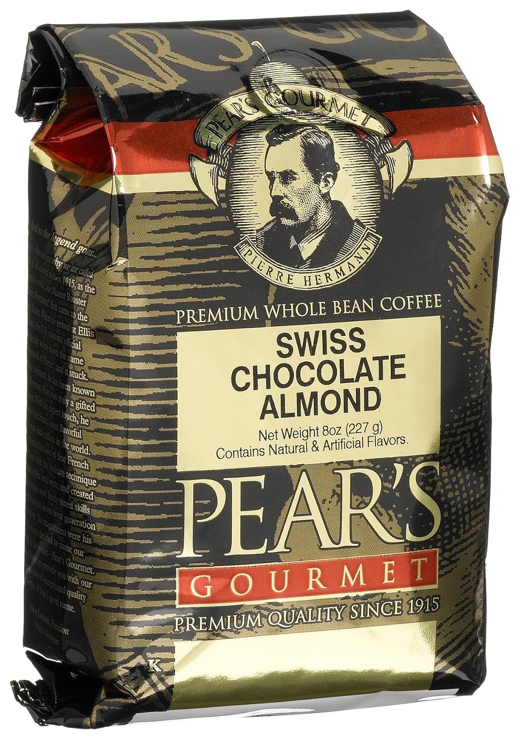 Pear's Gourmet Swiss Chocolate Almond Whole Bean Coffee, 8
