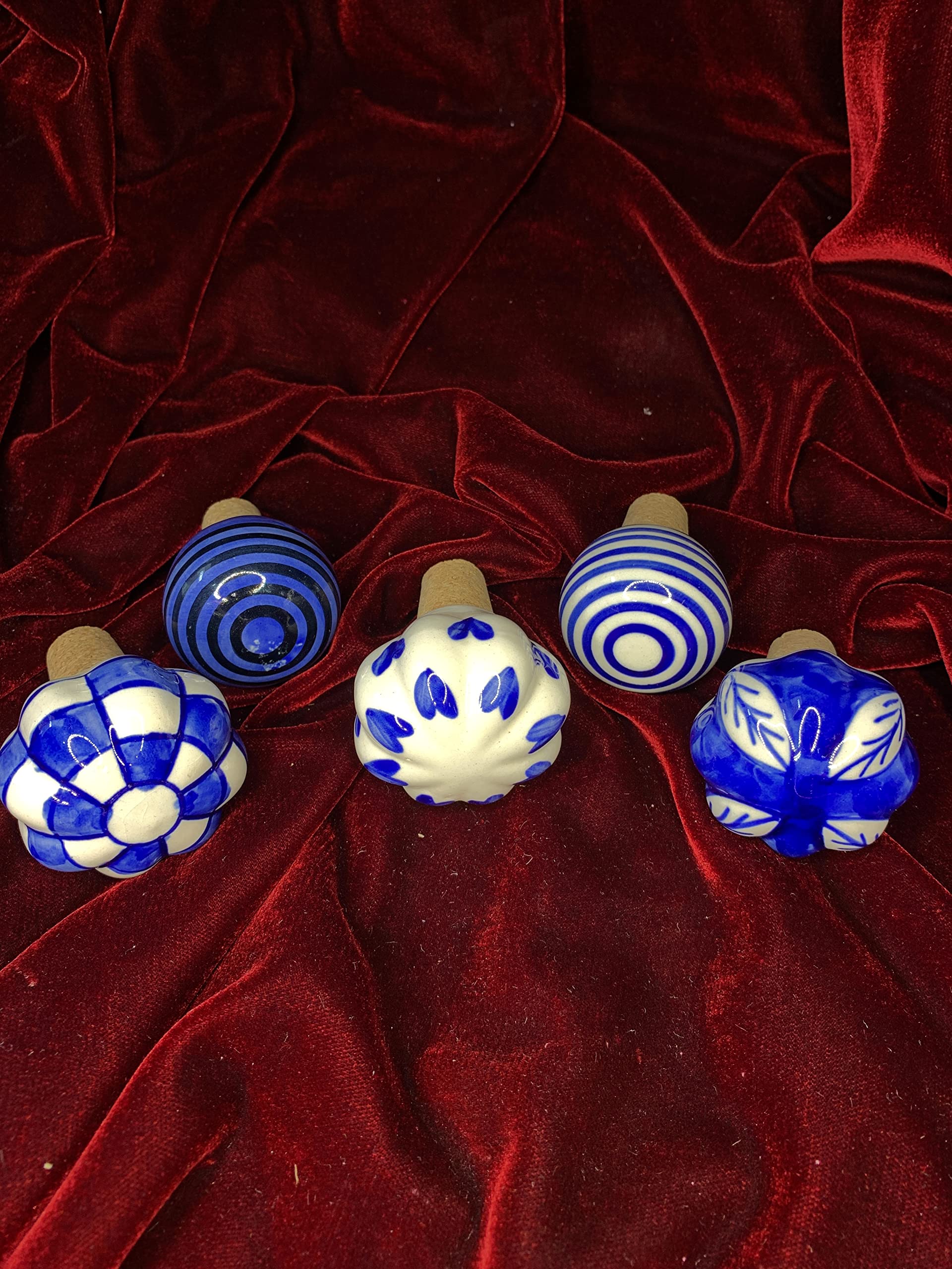 Aspiration International Handmade Ceramic & Cork Wine Stopper- Set of 5