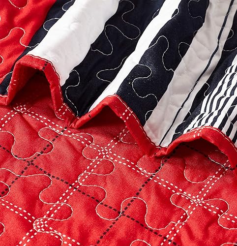 Miniatura 4 de All American Collection Juego de edredón de 2 piezas moderno y contemporáneo suave y cómodo para dormitorio (rojoazul marino, individual)