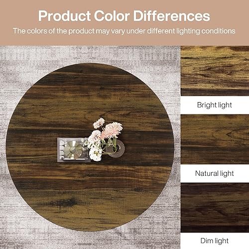 Miniatura 8 de Tribesigns Mesa de centro redonda, 31.7 pulgadas, mesa de centro circular de madera de 2 niveles con estantes de almacenamiento, mesa central de