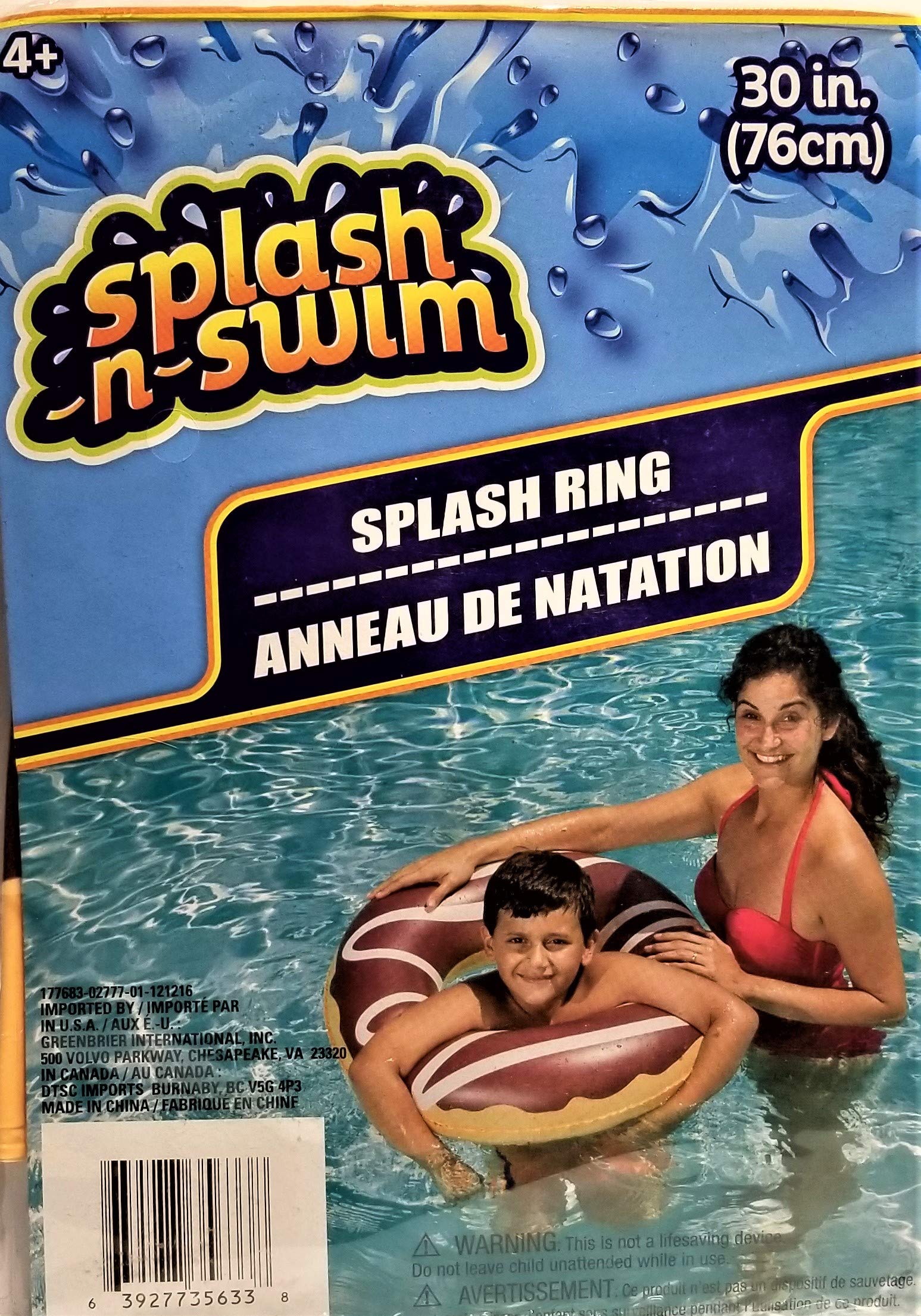 SPLASH-N-SWIM Chocolate Do-Nut Pool Splash Ring