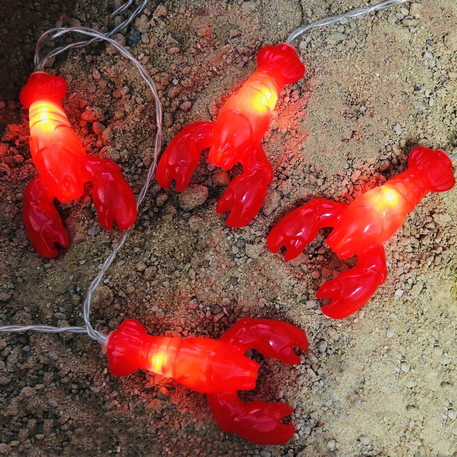 Guirlande lumineuse homard à piles 20 LED pour l'été, le camping, un mariage, un anniversaire, une chambre à coucher, une fête à la maison (3 m/20 LED, homard)