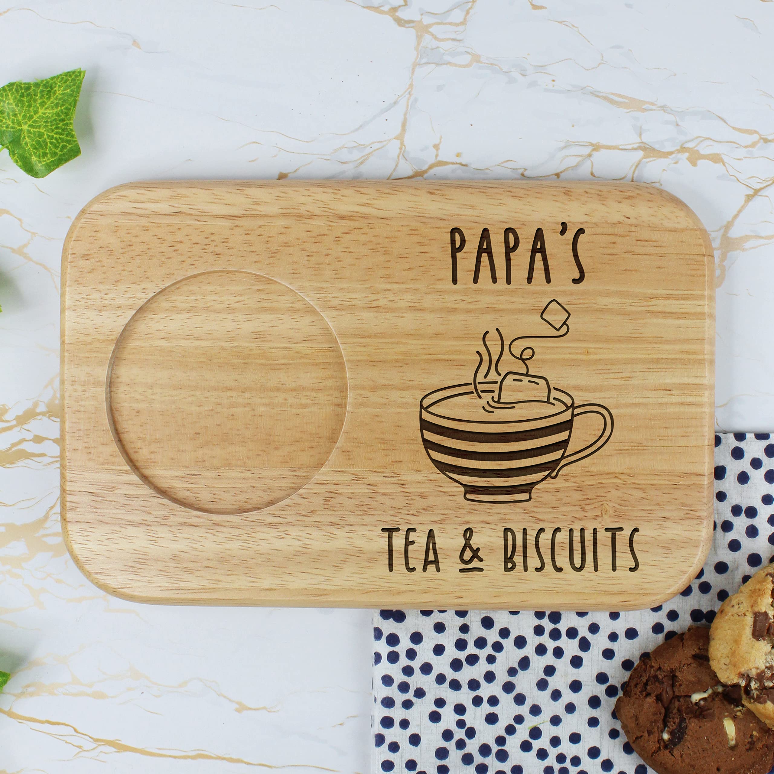 Ebuygb Papa 'S Tea & Biscuits Board, Wooden Treat Board, Snack Tray, Father's Day, Birthday Gifts For
