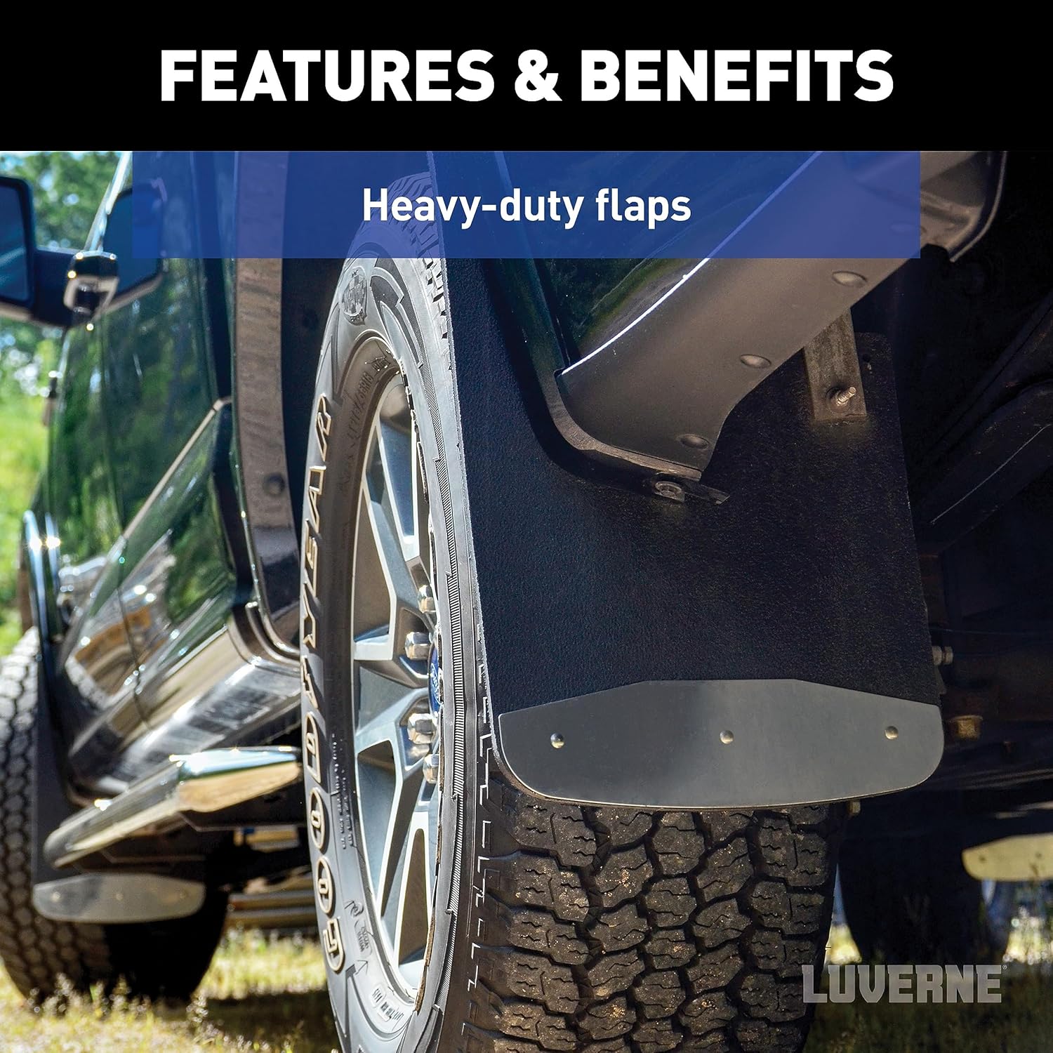 LUVERNE 251510 Front or Rear 12-Inch x 20-Inch Textured Rubber Mud Guards, Select Chevrolet Colorado, GMC Canyon, 2 Flaps