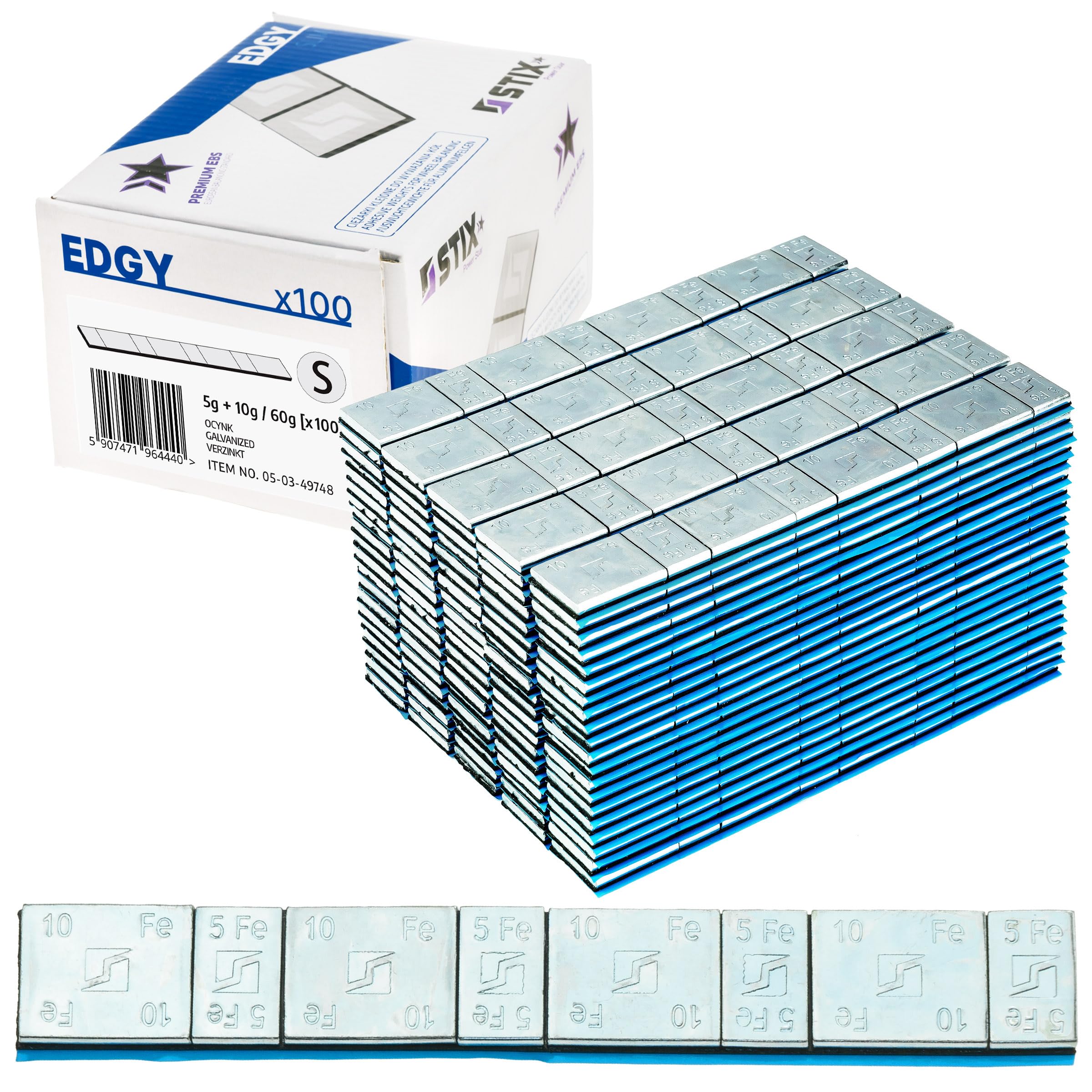 Stix Automotive Equipment - Pesi Adesivi di bilanciamento - 5 + 10 g/60 g - Set di 400 Strisce - 8 Pezzi per Striscia