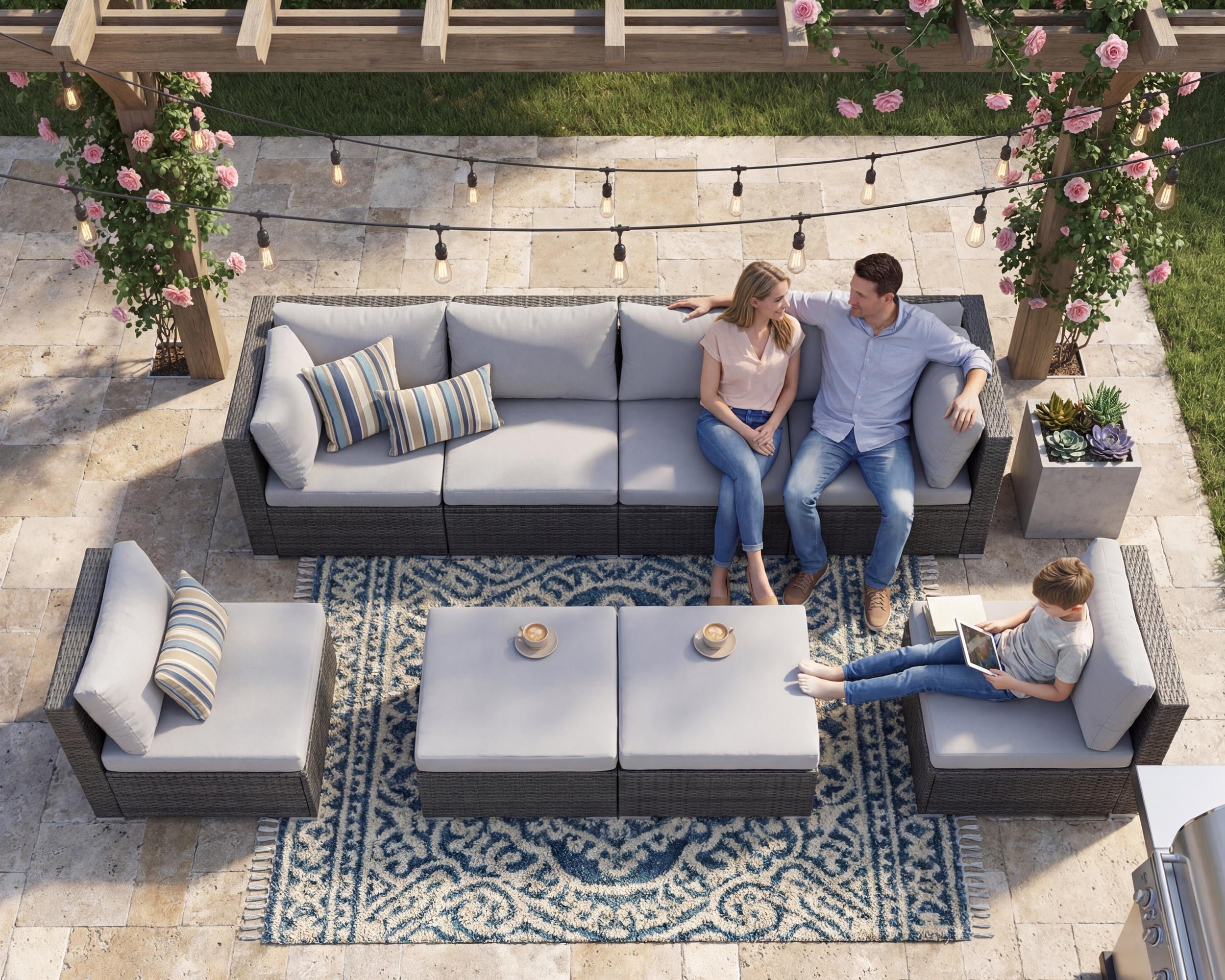 NICESOUL 8-Person Sectional Set