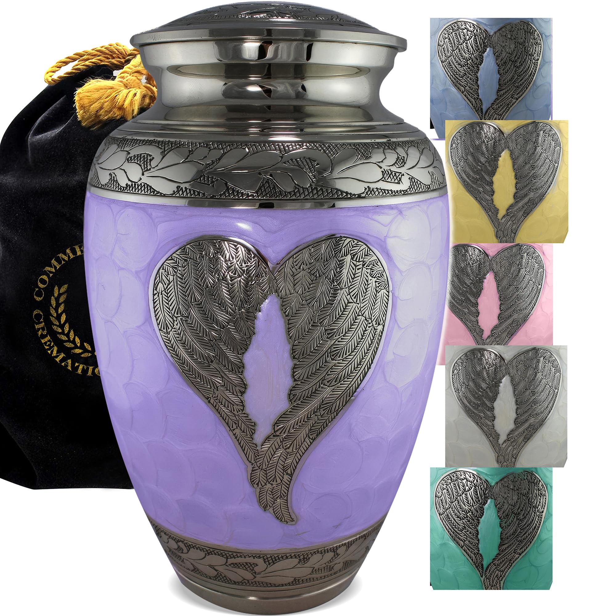 Commemorative Cremation Urns for Human Ashes Adult Female Cremation Urn for Ashes for Women - Personalized Decorative Urns - Beautifully Handcrafted Urn for Women (Large Purple Angel)