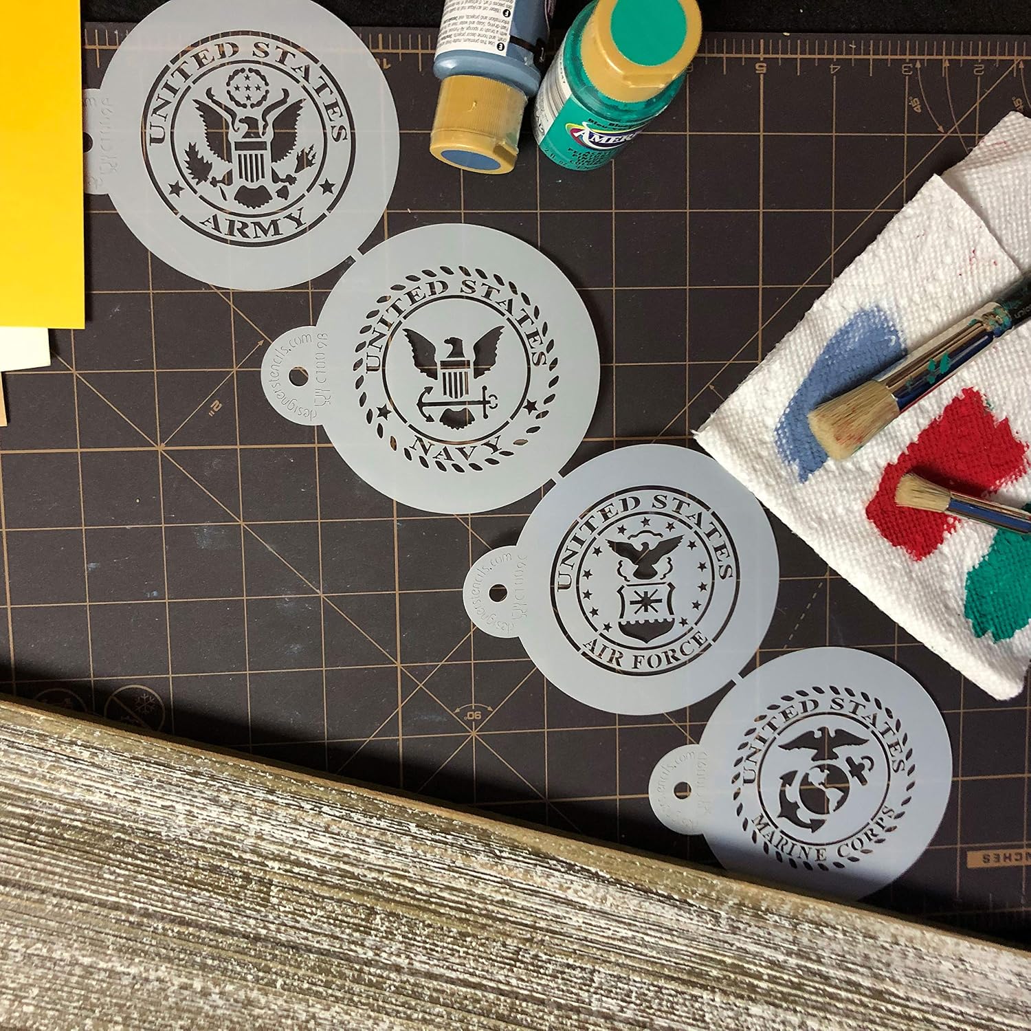 Military Seals Baking Stencils | Royal Icing & Airbrush Cookies | US Army Navy & Air Force Templates | C1009 by Designer Stencils