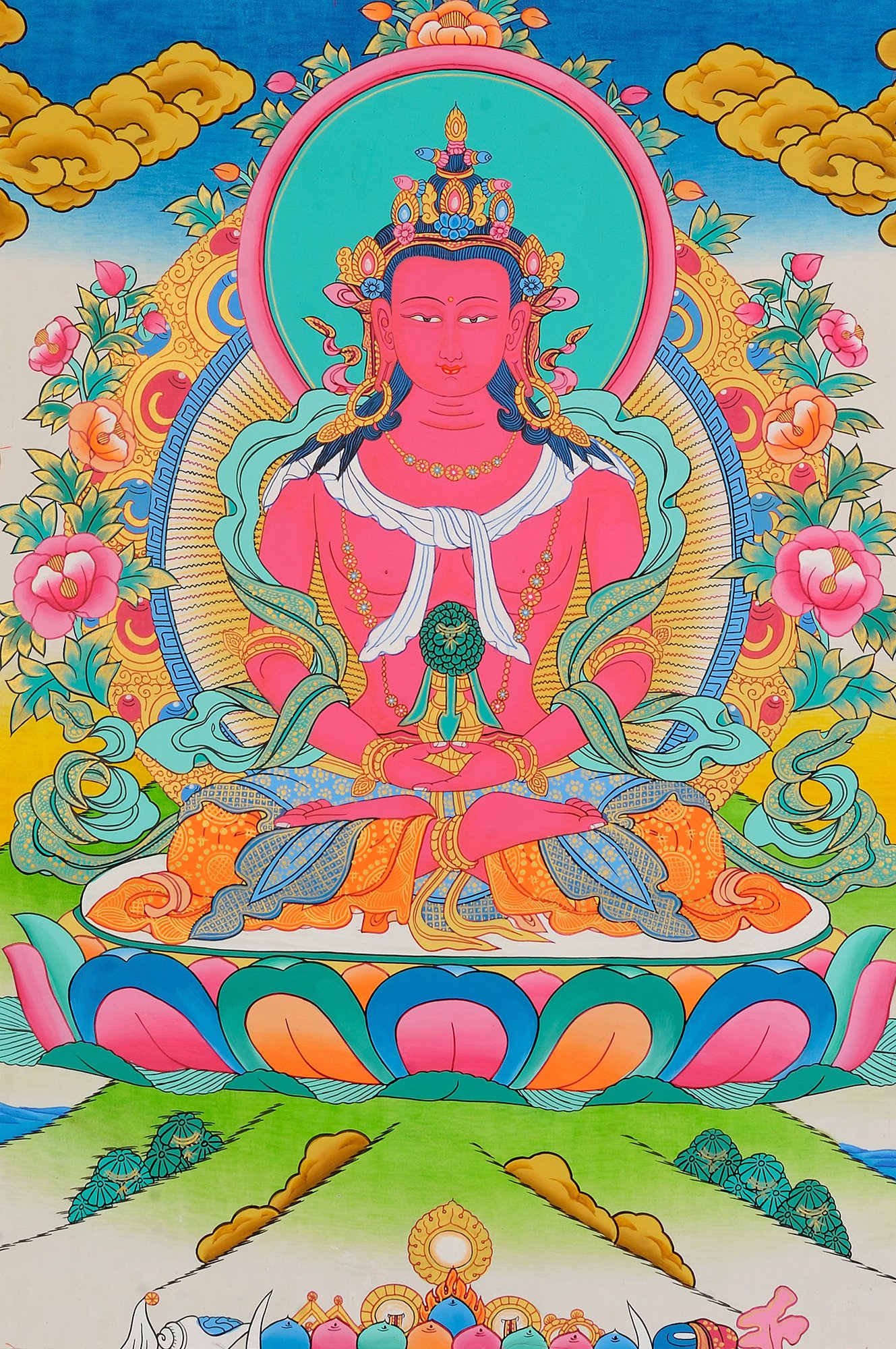 タンカ（チベット仏教） Amazon｜チベット仏教 デティ アミタバ ブッダ - チベットタンカ絵画
