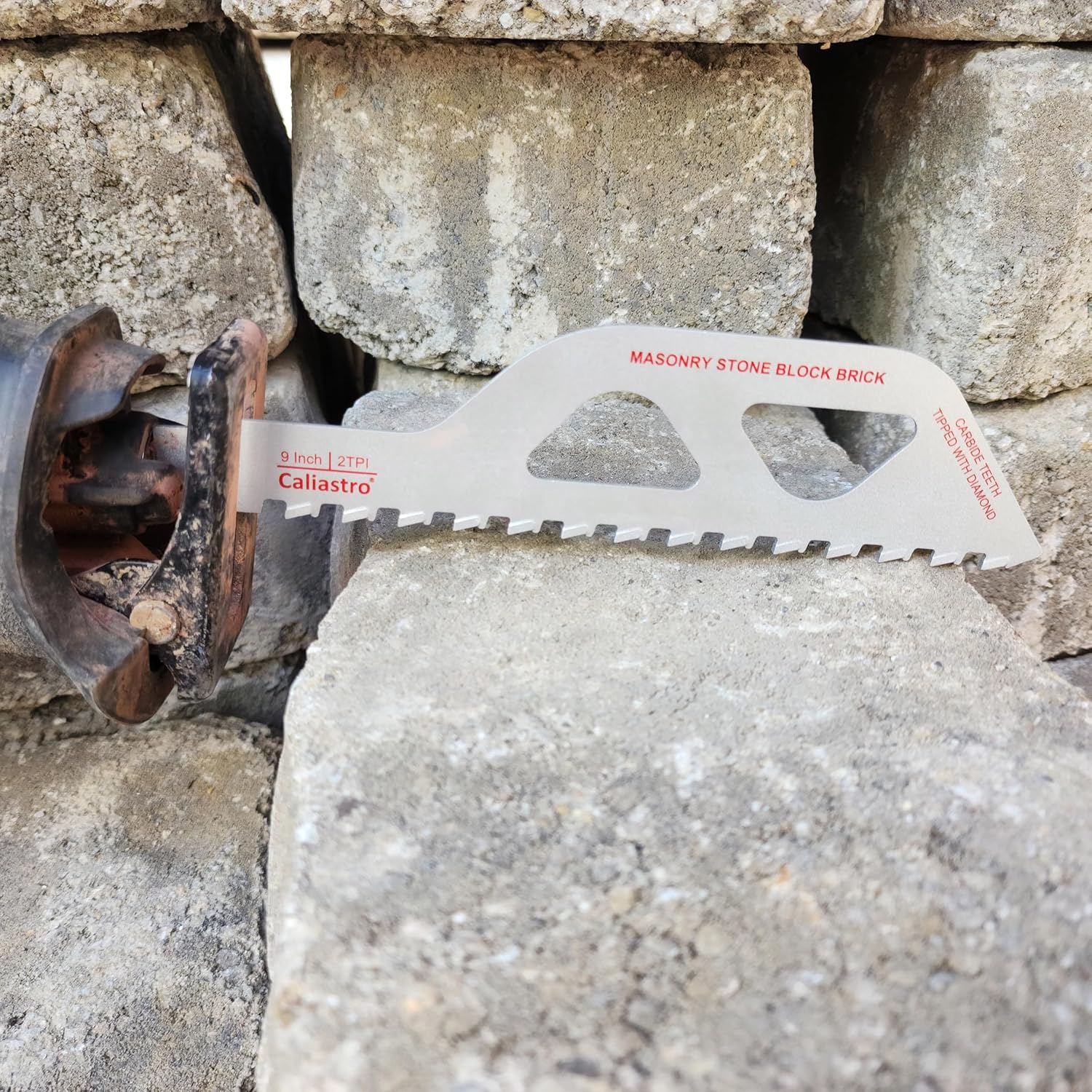 9-Inch Masonry Demolition Reciprocating Saw Blade - Brick, Mortar, Cinder Block, Aerated Concrete - Carbide Teeth - Caliastro 2-Pack