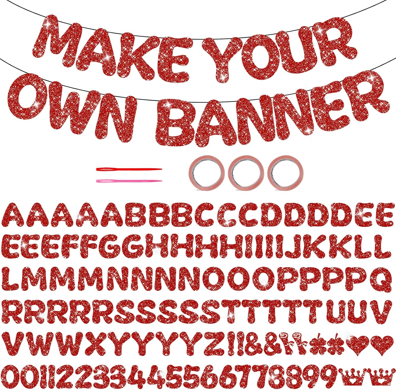 116PCS DIY Banner Customizable Birthday Banners Graduation Banner Custom Party Hanging Banner 111 Letters and Numbers, 3 Rope, 2 Threading Devices for Graduation Baby Blue