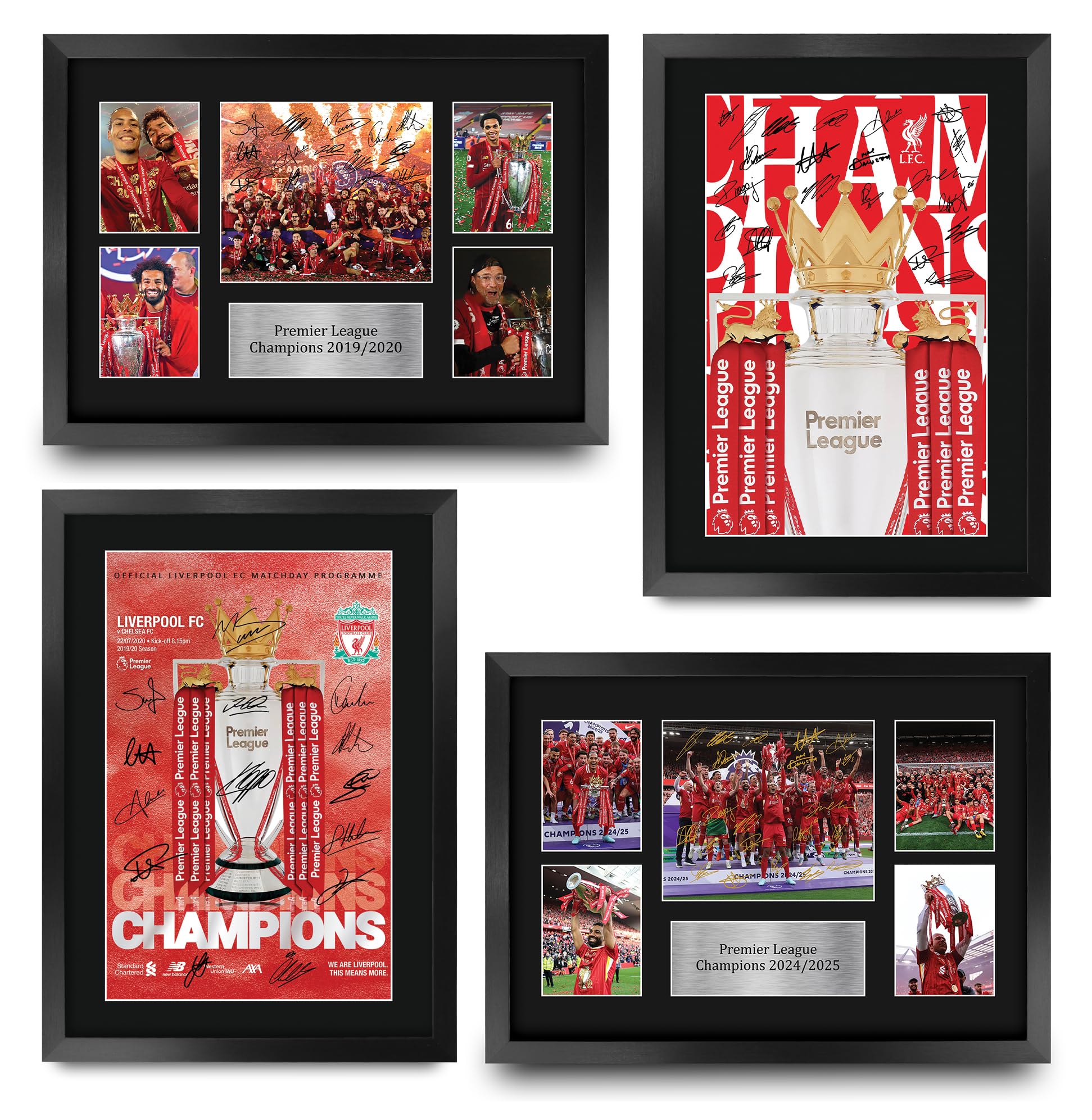 HWC Trading Liverpool 19/20 & 24/25 Champs Collection Printed Memorabilia Signed Autograph Photograph Display for Football Fans and Supporters - A3 Framed
