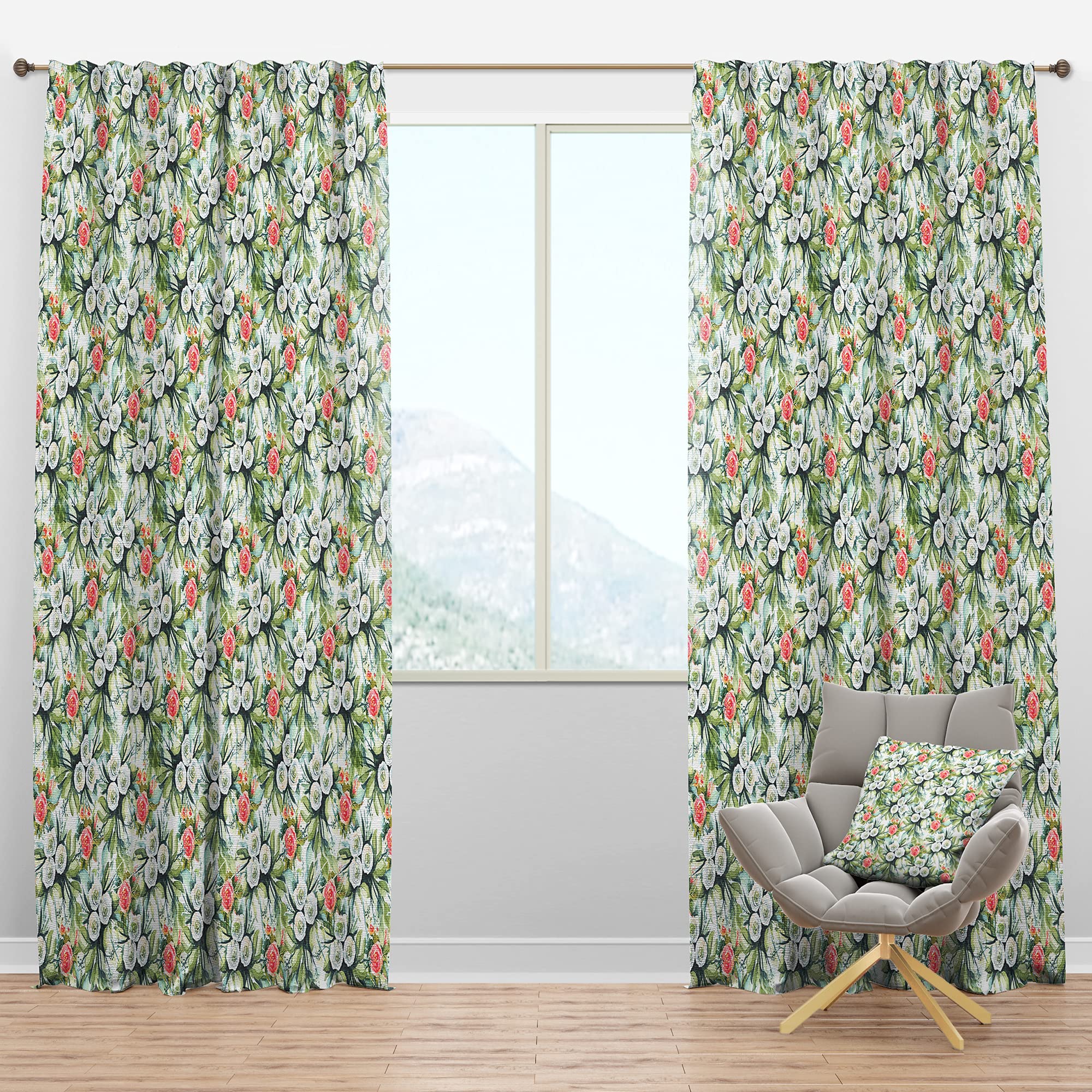 Rideau occultant floral sans coutures grand panneau occultation DesignQ