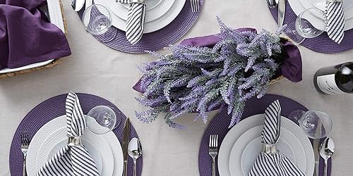 Miniatura 6 de DII - Juego de manteles individuales para interiorexterior de la colección Classic Woven, redondos, 15 pulgadas de diámetro, berenjena de 6 piezas