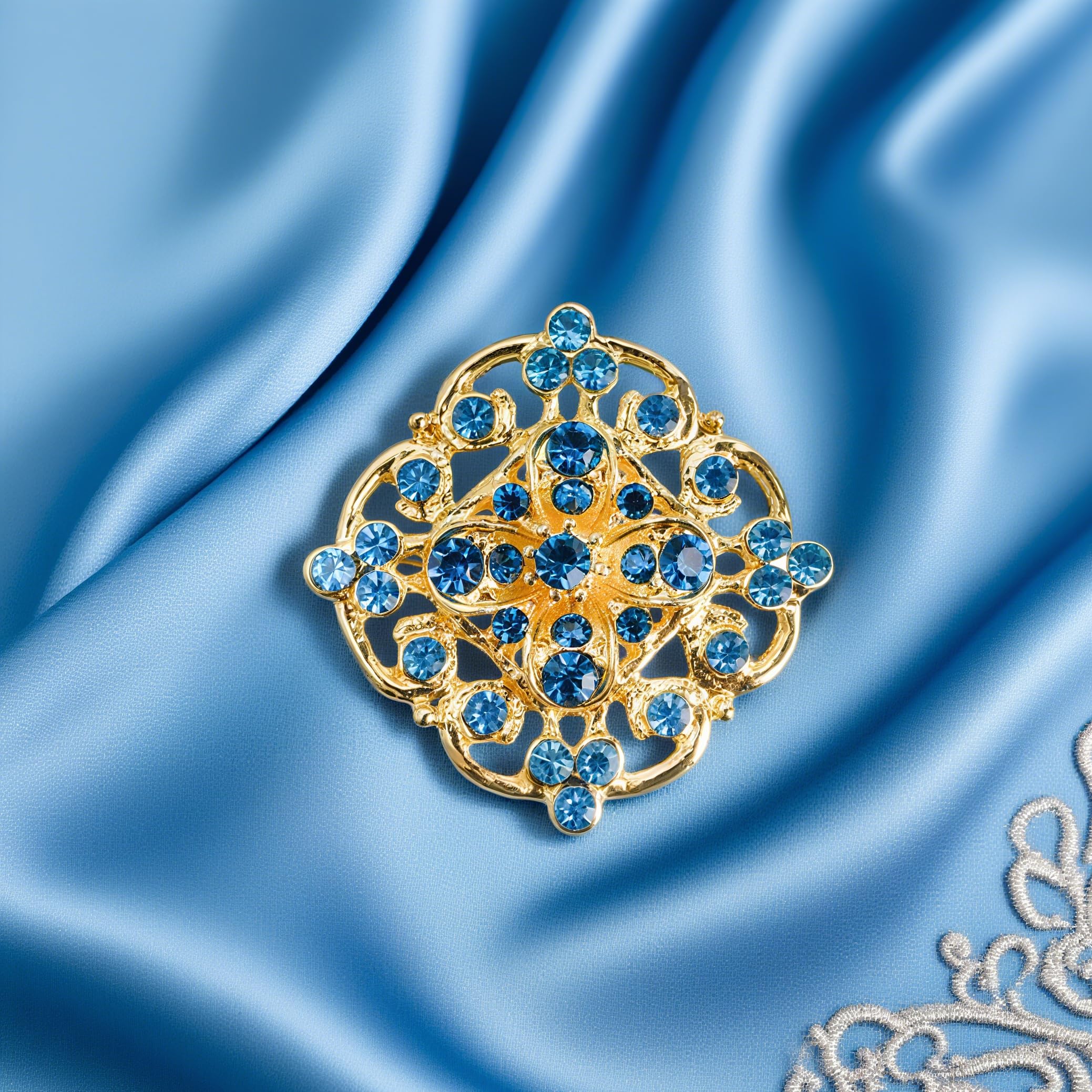 Hiceeden Juego de 24 broches de cristal dorado para mujer, broches de diamantes de imitación y pines de flores para manualidades, pines de diamante para ramo de boda de flores