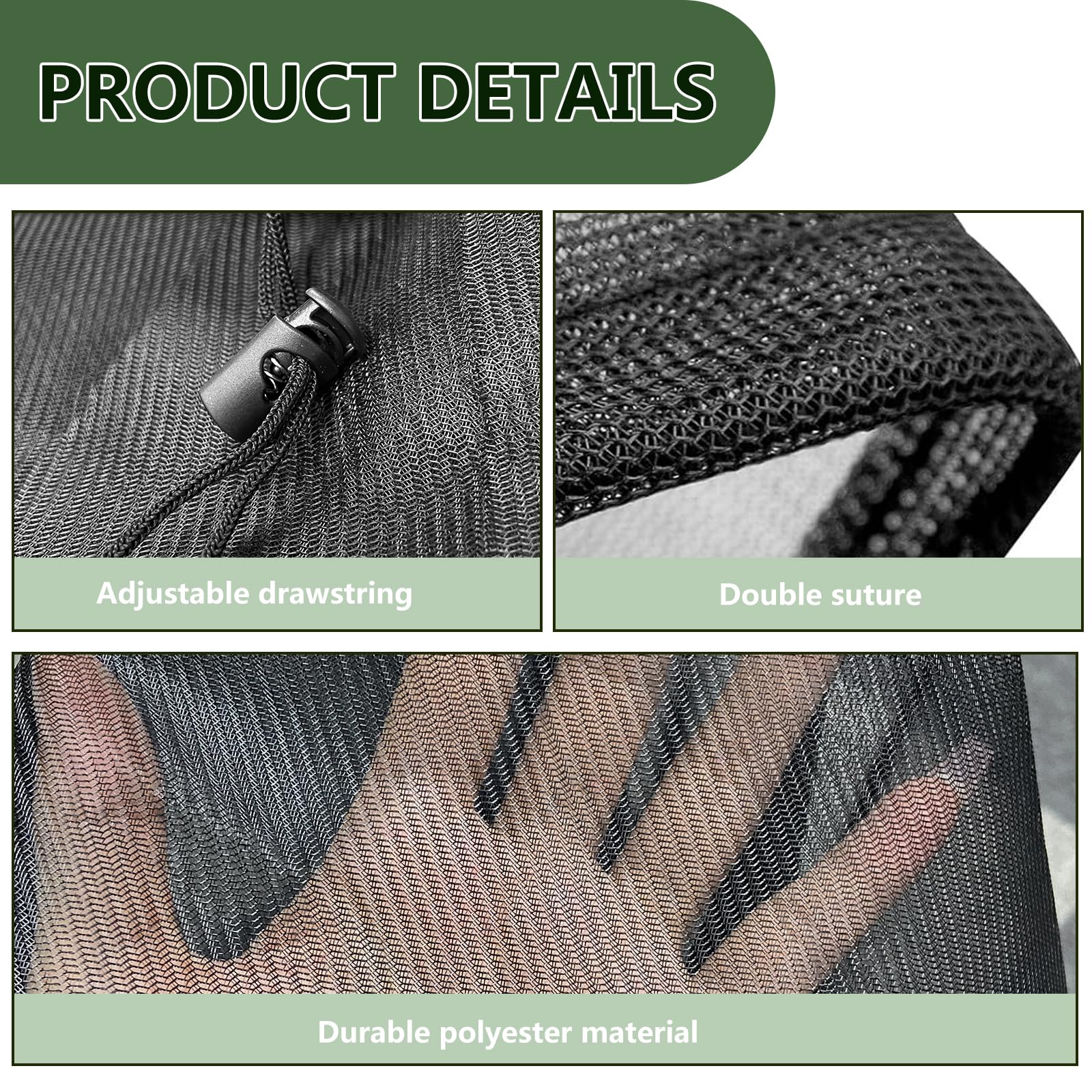Filet Protection Citerne Eau Pluie 95cm | 2 Pièces Avec Cordon | Anti-Feuilles Et Moustiques | Polyester Résistant