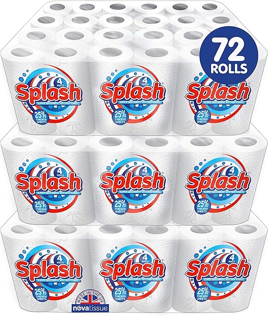 Splash 2-Ply Kitchen Towel Paper Rolls | Made in The UK (72)