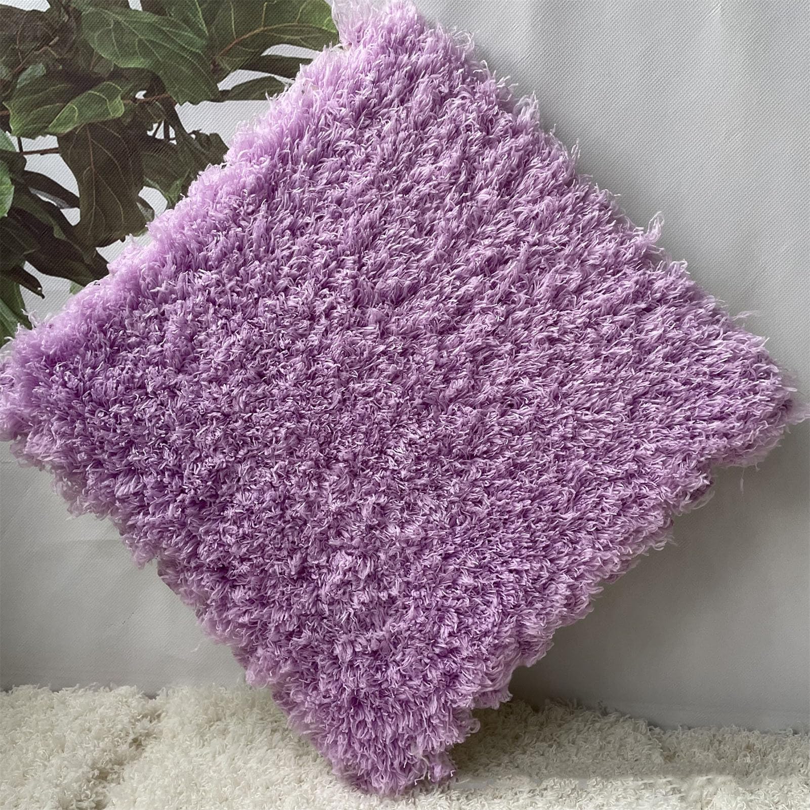 Tappeto ad Incastro Splice 20 Pezzi Tappeti a Pelo di Torta, Tappeti Quadrati Patchwork ad Incastro, Tappeti Piccoli Soffici ad Incastro, Tappeto Quadrato in Schiuma,Purple-One Size