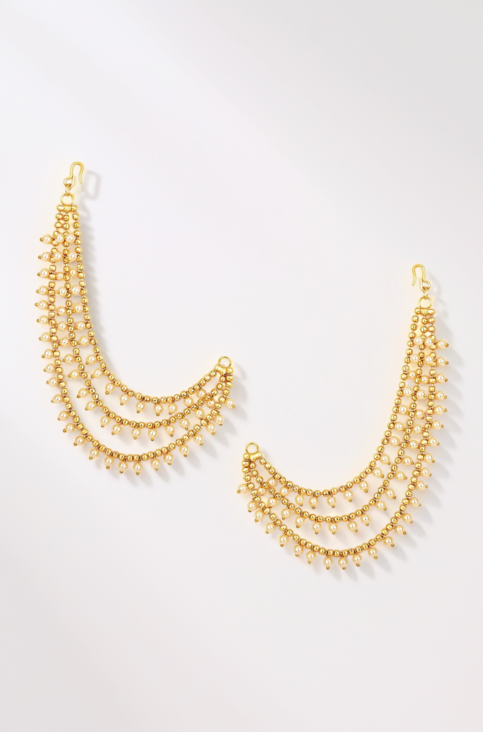 Shining Diva Fashion Latest Trendy Stylish Ear Chain Earrings for Women | Traditional 18k Gold Plated Wedding Party Jewellery | Bahubali Inspired Kan Chain Jhumki Earrings