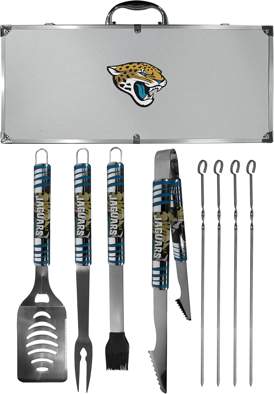 NFL Siskiyou Sports Fan Shop Jacksonville Jaguars Steel Tailgater BBQ Set w/Case 8 piece Gray