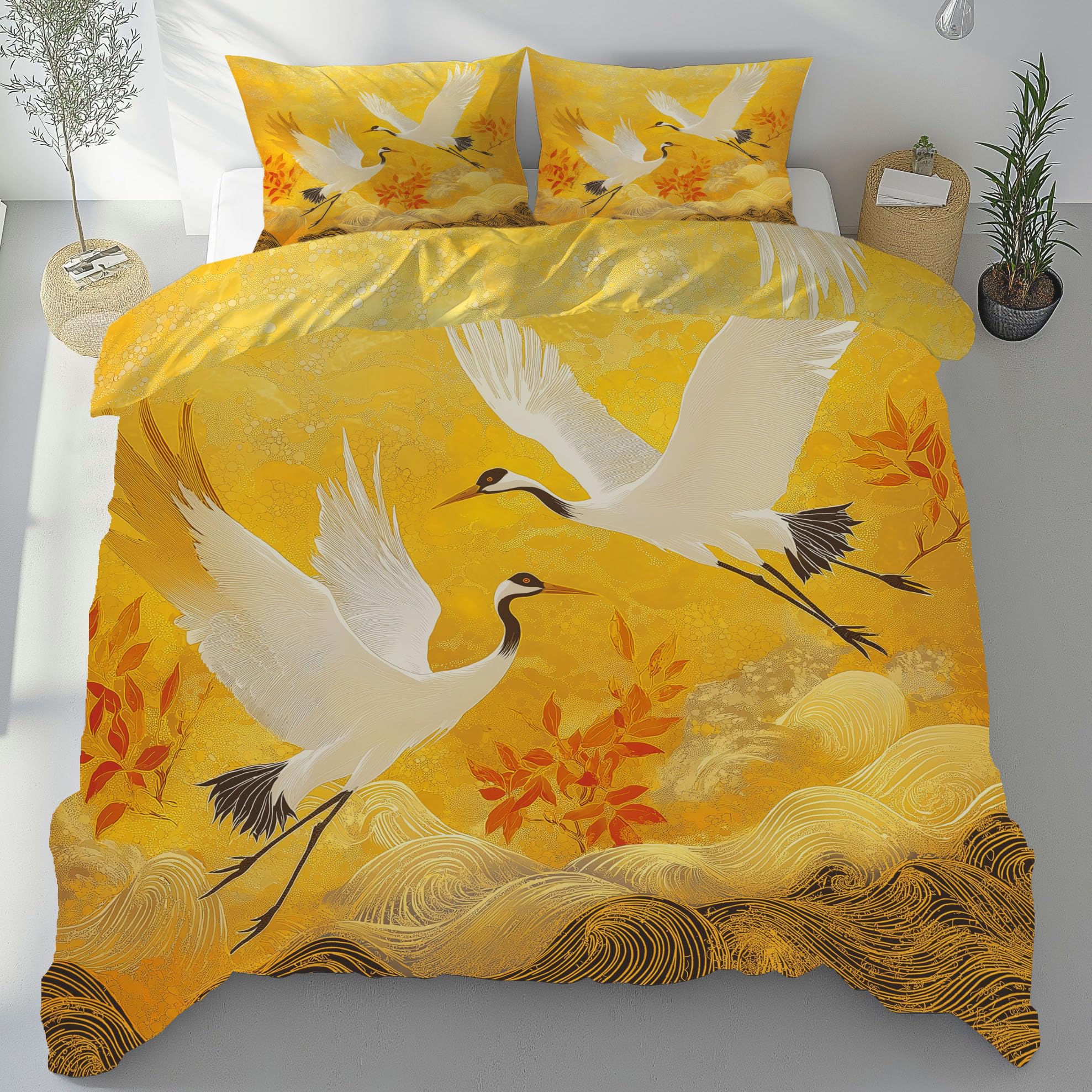 Parure de Lit Style Japonais 140x200 en Microfibre de Qualité