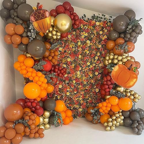 Miniatura 3 de Juego de 206 guirnaldas de arco de globos de otoño, globos de piña de calabaza marrón, naranja, rojo, para Acción de Gracias, amigos, Halloween,