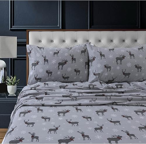 Miniatura 4 de Tribeca Living Juego de sábanas de franela de 100 % algodón, 7.07 ozm, bolsillo profundo, ultra suave y acogedor, Queen, color rojo oscuro