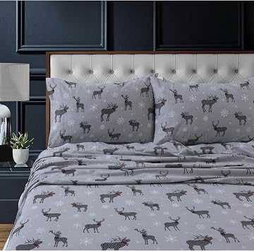 Tribeca Living Flannel Sheets Twin Size - 100% Cotton Flannel Sheet Set, 200 GSM Deep Pocket Twin Flannel Sheets, 3 Piece Ultra Soft Brushed Cotton Flannel Sheet in Checkered Buck Print