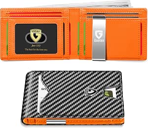 GSOIAX Slim RFID Blocking Wallet For Men - Genuine Leather Carbon Fiber Bifold With Money Clip - View #12