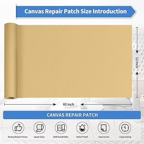 Vista 377 de KING MOUNTAIN Cinta de reparación de lona, parche para equipos para exteriores, 4 x 63 pulgadas, impermeable, autoadhesiva para reparar cubiertas