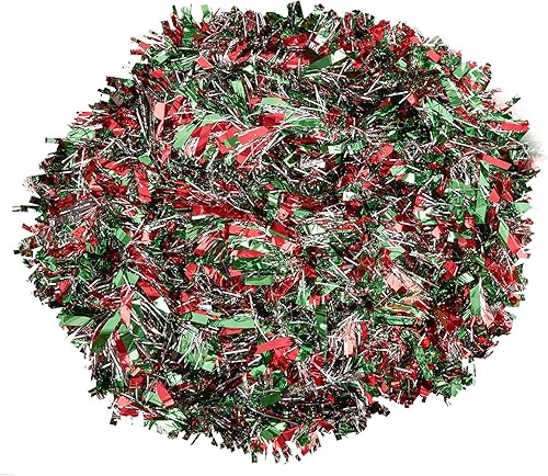 Miniatura 7 de Guirnalda de oropel de Navidad, guirnalda metálica de oropel con purpurina para colgar en el árbol de Navidad, decoración para Navidad en interiores